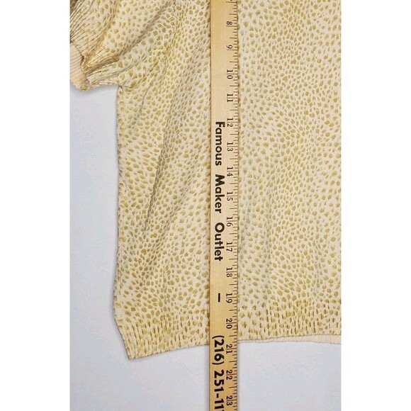 Liz Sport Short Sleeve Mock Sweater Women Petite Lg Animal Cotton Quiet Luxury - Picture 6 of 6